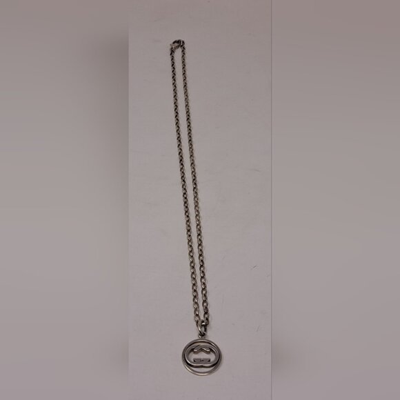 Gucci Women's Interlocking GG Logo Chain Necklace Sterling Silver AG 925 11" - Picture 8 of 16